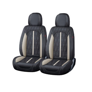 Huse auto premium 5 locuri Carguard Deluxe piele ecologica perforata - negru - alb