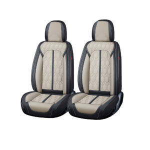 Huse auto premium 5 locuri Carguard Deluxe piele ecologica perforata - negru - crem