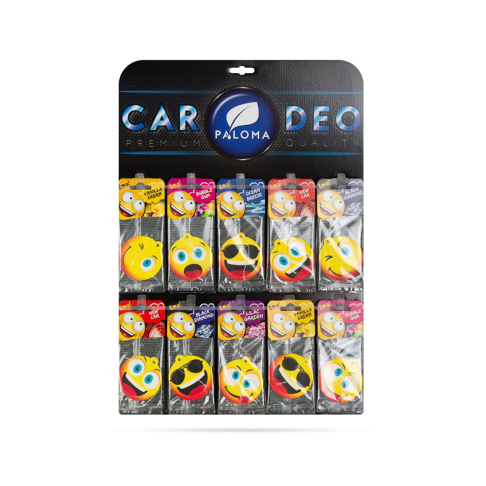 Odorizant auto Paloma Emo/Smiley Display 90 buc